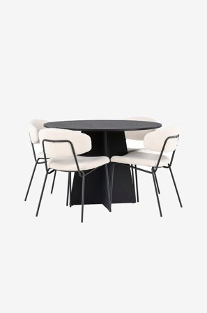 Venture Home - Matgrupp Bootcut med 4st matstolar Chico - Svart - Matgrupper - Från Homeroom