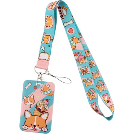 Sødt Corgi ID-kortholder med nøglesnor, Kawaii nøglesnor til ID-badges Børn Kvinder Nøglering med klips til Ke