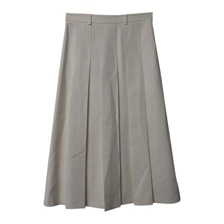 Gucci Vintage Pre-owned Cady Crêpe Pleated Midi Nederdel in Silk Hvid, Dame