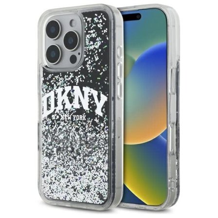 DKNY DKHCP16XLBNAEK iPhone 16 Pro Max 6,9" svart/svart hårdfodral Liquid Glitter Arch Logo