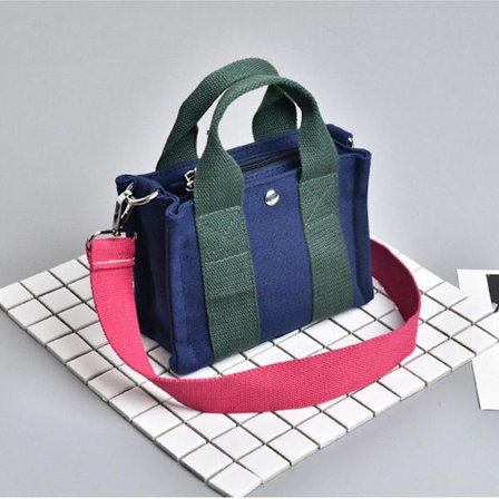 Mordely Women's Bag New Dual-purpose Canvas Square Bag Korean Version Contrast Color Single Shoulder Messenger Handbag Soft Canvas Bag A916-292