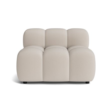 Puffy 1-Sitzer-Modul Sofa in Lisboa Beige, modernes Design mit Cord-Optik, bequeme Federung und weiche Polsterung, kompakte Breite 64cm.