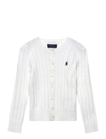 Ralph Lauren Kids Mini-Cable Cotton Cardigan - White - 124-128