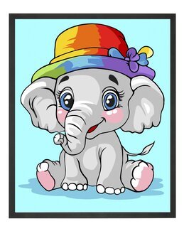 Paint By Numbers Elefant i hatt