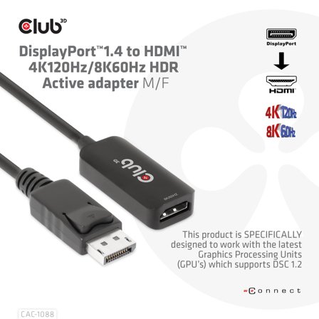 Club 3D Displayport1.4 To Hdmi