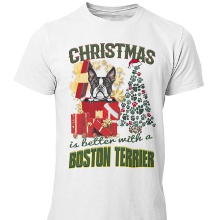 Boston Terrier Jul hund schäfer t-shirt White M