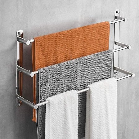 Sunrain Håndkleholder, 304 Rustfritt Stål Håndklerist 3 Stenger, 40 Cm Veggmontert Bad Håndkle