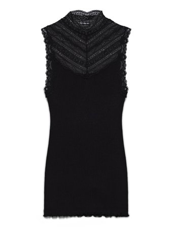 Rosemunde Rwbenita Silk Sl Turtleneck Lace To - Black - M