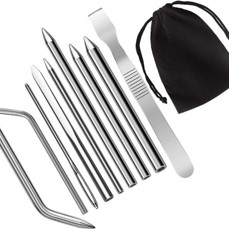 LUTER 9-osainen ruostumattomasta teräksestä valmistettu paracord-neula FID-sarja paracord-nauhoitukseen ja ompelemiseen