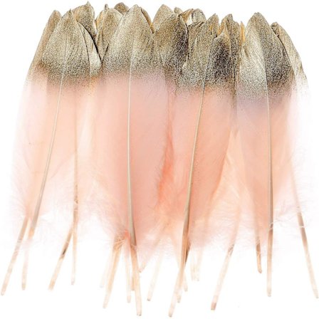 50 stk. dyppede guld- og sølvgåsefjer 15-20 cm naturlige fjer til en række forskellige håndværk og beklædning (guld&pink