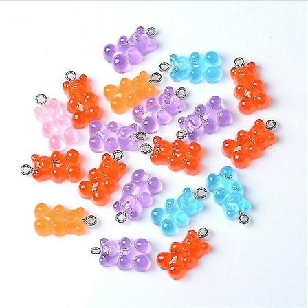 50 st Resin Godis Färg Gummy Bear Hänge Smycken För Smyckestillverkning