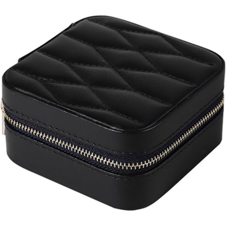 Litet Resesmyckeskrin, Portabelt Smyckeskrin för Kvinnor Flickor, Smyckeskrin med Spegel, PU Läder Smyckeskrin för Ringar, Halsband, Örhängen (Svart)