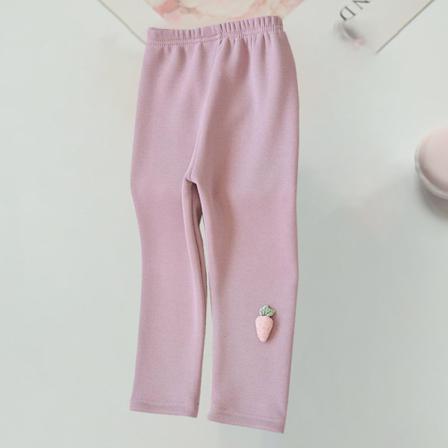 Barn Enfärgad Elastisk Midja Baslager Thicken Fleece Byxor