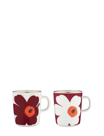 Marimekko Home Juhla Unikko Mug 2,5 Dl 2 Pcs - Burgundy - 25 CL