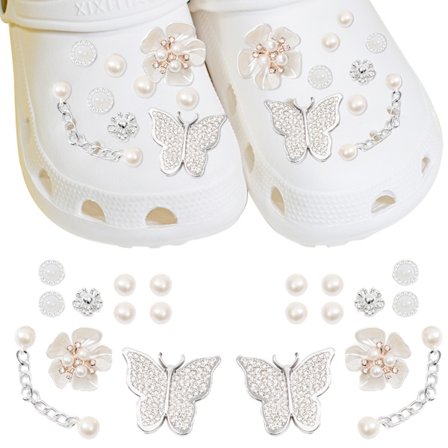 20 kpl Kristallikenkäkoristeita, Bling-asusteita Crocseihin, perhoskuvio, ihanteellisia lahjoja naisille, tytöille ja lasten syntymäpäiväjuhliin.