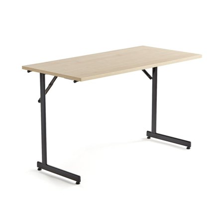 Office folding table CLAIRE, 1200x600x720 mm, birch, black