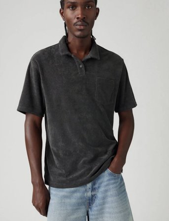 Levi's Terry Pocket Polo Dark Phantom - Black - M
