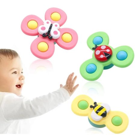 3 Spindende Baby Sugekop Legetøj til Sjov Læring & Leg, Kompatibel med Højstole & Badetid [YDE]
