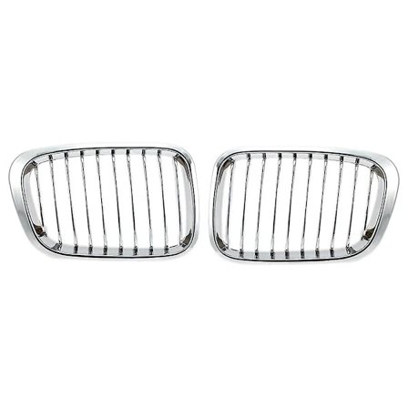 2x Krom Front Hætte Nyre Grill Gitter Til 1998-2001 E46 320i 323i 325i 328i 330i 4-dørs Sedan