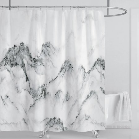 Marmor Vattentätt Duschdraperi med Krokar, Tryckt Tvättbart Duschdraperi, Heminredning, B180xH220cm