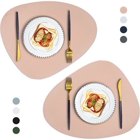 Pöytätabletit, 2 kpl, pyöreät nahkaiset, lämmönkestävät, liukumattomat, pestävät