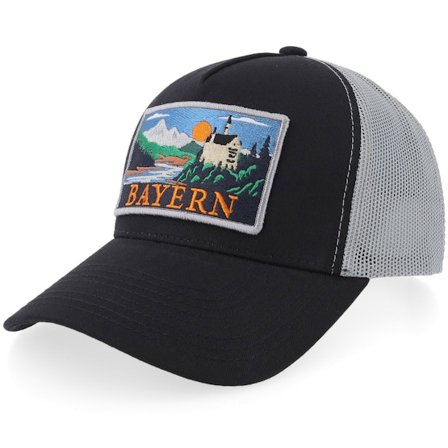 Wild Spirit - Svart trucker Caps - Bundesland Bayern Black/Light Grey A-frame Trucker @ Hatstore