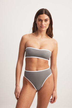 Danielle Copperman x NA-KD Haut de bikini matelassé à détail contrastant - Bikinis - Gris - XS