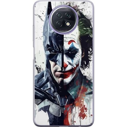Kompatibel Mobilcover til Xiaomi Xiaomi Redmi Note 9T Delt portræt af Batman og Joker i dramatisk illustration, ikonisk superhelte motiv med mørk ku