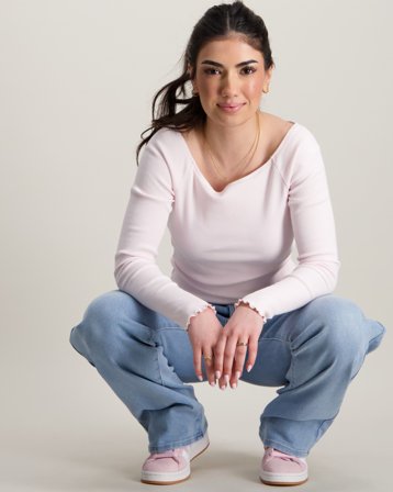 LMTD RILLE LS SOLID BOATNECK TOP Rosa Topper/Bluser Jente - Kids Brand Store