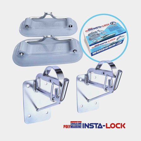 Gru di alaggio per gommone Polymarine Insta-Lock Snap Davit Kit Transom Mounted, per montaggio su specchio di poppa