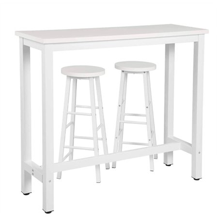 Rootz Modern Barbord og Taburet Sæt - Pub Bord Sæt - Spisebordssæt i bordhøjde - Robust metalstel - Ridsefast - Nem at rengøre - 120 cm x 40 cm (bord)