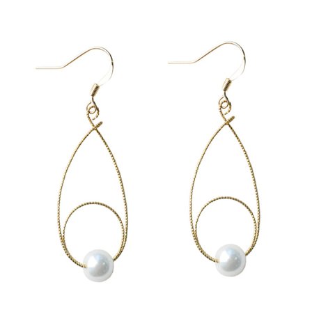 Barockpärla Drop Dangle Tassel Örhängen Guld Huggie Hoop Örhängen