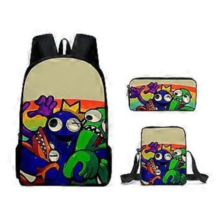 Rainbow Friends koululaukku sarjakuvareppu, olkalaukku ja penaali kolmiosainen setti 39-NMAOV