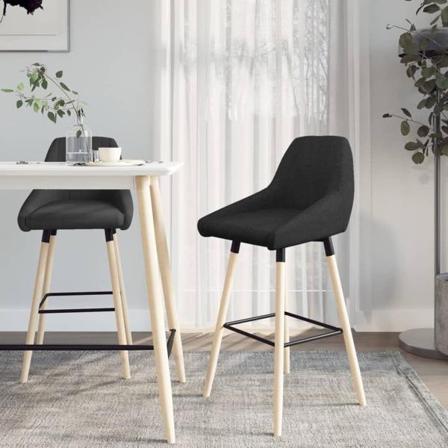 Vidaxl Barstolar 2 St Svart Tyg Svart