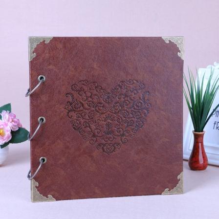 Fotoalbum eller DIY-skrapbok, vintage læromslag tre-rings Bi