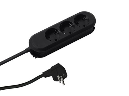 Bachmann stikkontakt SMART 3-vejs, sort 1,5 m, uden kontakt