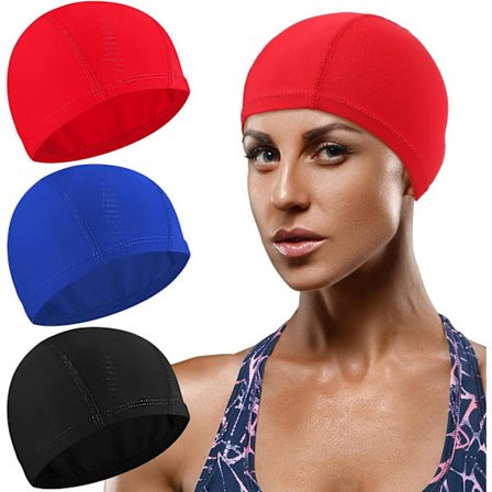 3 stycken badmössor Elastisk cap Bekväm cap i tyg Unisex Anti-slip cap för män Kvinnor Barn