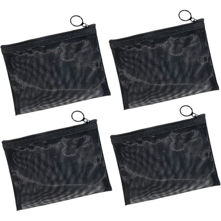 4 stycken Mini dragkedja Toalettväska Organiseringspåse i mesh, svart nylon Vattentät liten handväska Kosmetik