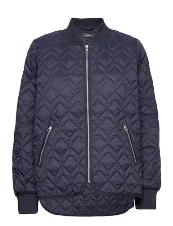 Quilted Jacket With Rib Knit Collar Vattert Jakke Marineblå Esprit Collection*Betinget Tilbud