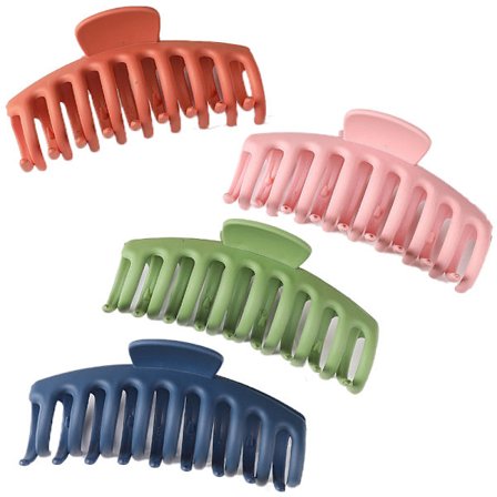 4 stk. hårklemmer, matte, elegant, stærkt hold, bananclips til kvinder med tyndt, tykt, krøllet hår A