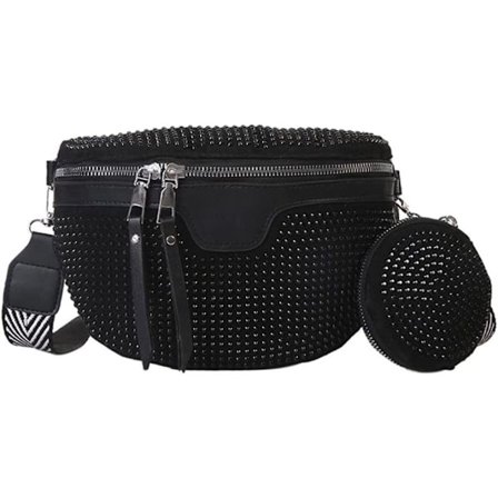 Crossbody taske til kvinder med bred rem, dame læder bæltetaske med pung,