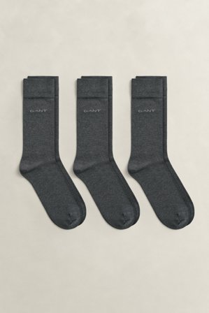 GANT Herren 3er-Pack Socken aus mercerisierter Baumwolle (43-45) Grau