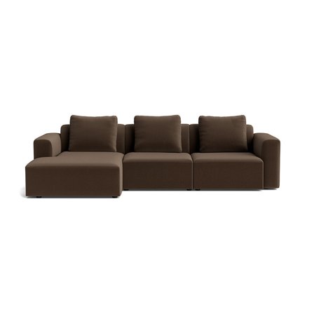 Como chaiselong sofa, venstrevendt - Lisboa Brun fløjl - 286x155x83 - Sofa, chaiselong