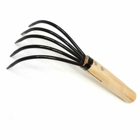 Håndkultivator Haveredskab, Kraftig Håndsmeltet Kulstofstål, Lille Håndrive til Lugning, Gravning, Kultivering, Bladsamling, Sort 1 stk. brun