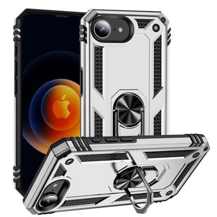 iPhone 16e Skal Shockproof Hybrid Ring Silver