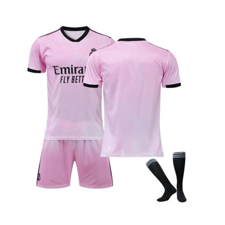 (Real Madrid Pink Joint Commemorative Edition Team fotbollströja 3-delade kit för barn Vuxna XS(155-165CM)