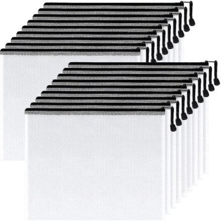 Mesh-glidelåspose 9x13 tommer, ekstra stor vanntett glidelås for skolekontorrekvisita, puslespill og spill Organisering av oppbevaring Hy null none