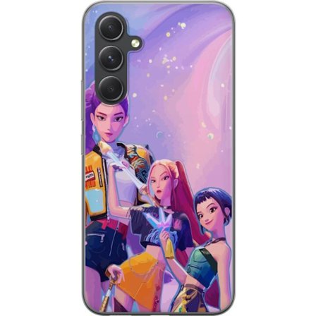 Kompatibelt Mobildeksel til Samsung Galaxy A55 Futuristiske popdamer i neonfarger med magiske detaljer mot en drømmeaktig galaksebakgrunn