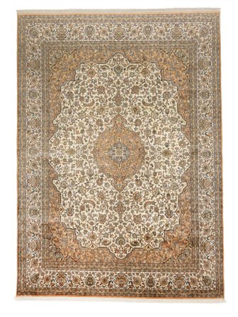 Handgeknüpft Kaschmir Reine Seide Teppich 238X339 Braun/Orange