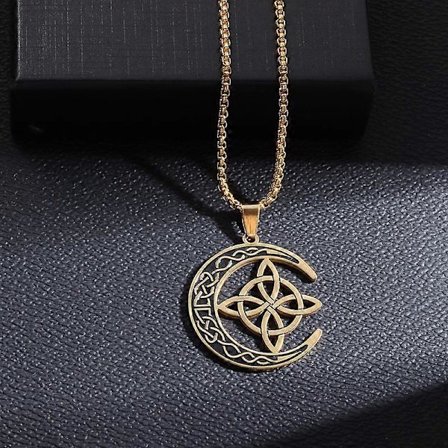 Häxknut Halsband Rostfritt Stål Magisk Knut Pagan Häxkonst Symboler Hänge Keltisk Knut Halsband Smycken Gåvor för Kvinnor